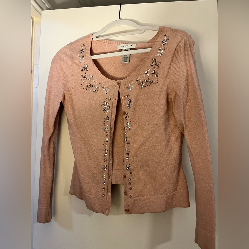 Nine West light pink formal Sweater with embellished jewels